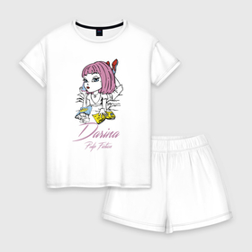 Женская пижама с шортиками хлопок с принтом Darina   pulp fiction , 100% хлопок | футболка прямого кроя, шорты свободные с широкой мягкой резинкой | 