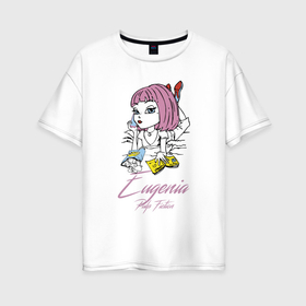 Женская футболка хлопок Oversize с принтом Eugenia   pulp fiction , 100% хлопок | свободный крой, круглый ворот, спущенный рукав, длина до линии бедер
 | 