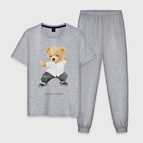Мужская пижама хлопок с принтом Kung fu master в Петрозаводске, 100% хлопок | брюки и футболка прямого кроя, без карманов, на брюках мягкая резинка на поясе и по низу штанин
 | 