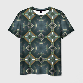 Мужская футболка 3D с принтом Абстрактный геометрический узор в стиле фэнтези в Санкт-Петербурге, 100% полиэфир | прямой крой, круглый вырез горловины, длина до линии бедер | 