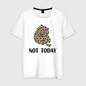 Мужская футболка хлопок с принтом Leopard not today в Курске, 100% хлопок | прямой крой, круглый вырез горловины, длина до линии бедер, слегка спущенное плечо. | 