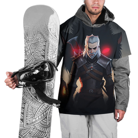 Накидка на куртку 3D с принтом The Witcher and wolf в Петрозаводске, 100% полиэстер |  | 