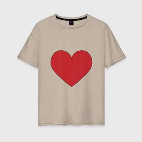 Женская футболка хлопок Oversize с принтом Сердце в стиле минимализм , 100% хлопок | свободный крой, круглый ворот, спущенный рукав, длина до линии бедер
 | 