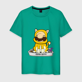 Мужская футболка хлопок с принтом Mario super kitty в Санкт-Петербурге, 100% хлопок | прямой крой, круглый вырез горловины, длина до линии бедер, слегка спущенное плечо. | 