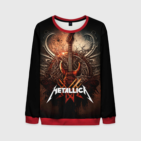 Мужской свитшот 3D с принтом Metallica гитара и логотип в Белгороде, 100% полиэстер с мягким внутренним слоем | круглый вырез горловины, мягкая резинка на манжетах и поясе, свободная посадка по фигуре | Тематика изображения на принте: 