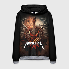 Мужская толстовка 3D с принтом Metallica гитара и логотип , 100% полиэстер | двухслойный капюшон со шнурком для регулировки, мягкие манжеты на рукавах и по низу толстовки, спереди карман-кенгуру с мягким внутренним слоем. | 