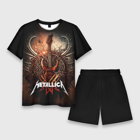 Мужской костюм с шортами 3D с принтом Metallica гитара и логотип в Санкт-Петербурге,  |  | 