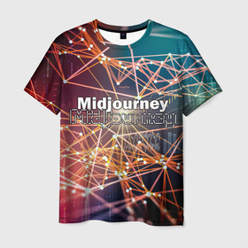 Мужская футболка 3D с принтом Midjourney neuronet в Екатеринбурге, 100% полиэфир | прямой крой, круглый вырез горловины, длина до линии бедер | 