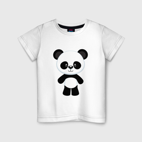 Детская футболка хлопок с принтом Панда милашка , 100% хлопок | круглый вырез горловины, полуприлегающий силуэт, длина до линии бедер | 