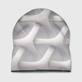 Шапка 3D с принтом Оптическая иллюзия на сером фоне в Курске, 100% полиэстер | универсальный размер, печать по всей поверхности изделия | 