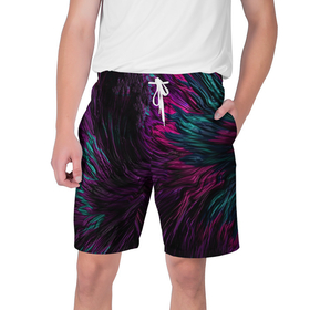 Мужские шорты 3D с принтом Красно   фиолетовая волна в Кировске,  полиэстер 100% | прямой крой, два кармана без застежек по бокам. Мягкая трикотажная резинка на поясе, внутри которой широкие завязки. Длина чуть выше колен | 