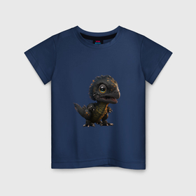 Детская футболка хлопок с принтом Малыш динозавр   фентези в Курске, 100% хлопок | круглый вырез горловины, полуприлегающий силуэт, длина до линии бедер | Тематика изображения на принте: 