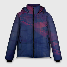 Мужская зимняя куртка 3D с принтом Абстрактный прозрачный стеклянный фиолетовый паттерн в Екатеринбурге, верх — 100% полиэстер; подкладка — 100% полиэстер; утеплитель — 100% полиэстер | длина ниже бедра, свободный силуэт Оверсайз. Есть воротник-стойка, отстегивающийся капюшон и ветрозащитная планка. 

Боковые карманы с листочкой на кнопках и внутренний карман на молнии. | 