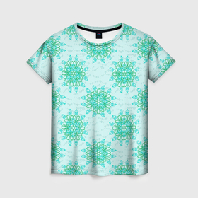 Женская футболка 3D с принтом Цветок и завитушка в Екатеринбурге, 100% полиэфир ( синтетическое хлопкоподобное полотно) | прямой крой, круглый вырез горловины, длина до линии бедер | 