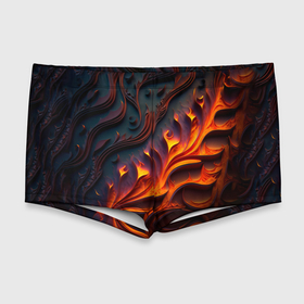 Мужские купальные плавки 3D с принтом Огненный орнамент с языками пламени в Тюмени, Полиэстер 85%, Спандекс 15% |  | 