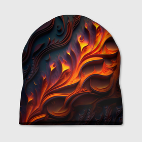 Шапка 3D с принтом Огненный орнамент с языками пламени в Тюмени, 100% полиэстер | универсальный размер, печать по всей поверхности изделия | 