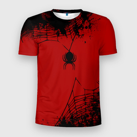 Мужская футболка 3D Slim с принтом Minimalistic spider в Новосибирске, 100% полиэстер с улучшенными характеристиками | приталенный силуэт, круглая горловина, широкие плечи, сужается к линии бедра | 
