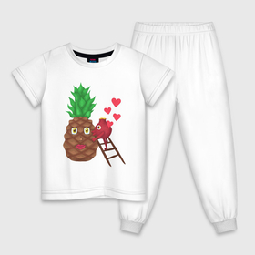 Детская пижама хлопок с принтом Фруктовая любовь , 100% хлопок |  брюки и футболка прямого кроя, без карманов, на брюках мягкая резинка на поясе и по низу штанин
 | 