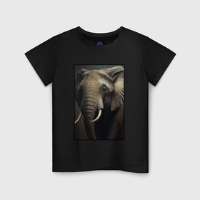 Детская футболка хлопок с принтом Портрет слона в Кировске, 100% хлопок | круглый вырез горловины, полуприлегающий силуэт, длина до линии бедер | 