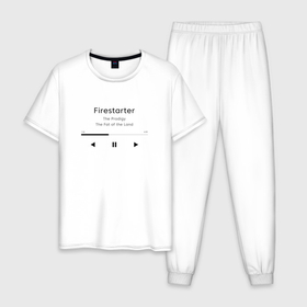 Мужская пижама хлопок с принтом Firestarter The Prodigy в Новосибирске, 100% хлопок | брюки и футболка прямого кроя, без карманов, на брюках мягкая резинка на поясе и по низу штанин
 | 