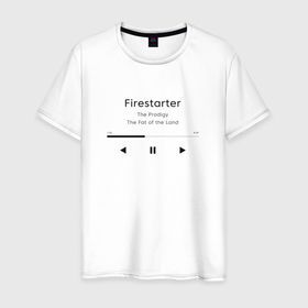 Мужская футболка хлопок с принтом Firestarter The Prodigy в Новосибирске, 100% хлопок | прямой крой, круглый вырез горловины, длина до линии бедер, слегка спущенное плечо. | Тематика изображения на принте: 