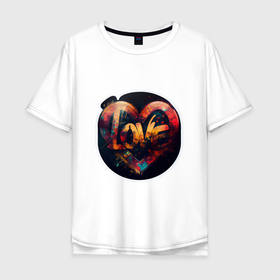 Мужская футболка хлопок Oversize с принтом Love на День Святого Валентина в Белгороде, 100% хлопок | свободный крой, круглый ворот, “спинка” длиннее передней части | 