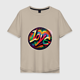 Мужская футболка хлопок Oversize с принтом Любовь на День Святого Валентина в Тюмени, 100% хлопок | свободный крой, круглый ворот, “спинка” длиннее передней части | 