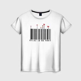 Женская футболка 3D с принтом Barcode love you в Новосибирске, 100% полиэфир ( синтетическое хлопкоподобное полотно) | прямой крой, круглый вырез горловины, длина до линии бедер | 