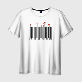 Мужская футболка 3D с принтом Barcode love you в Курске, 100% полиэфир | прямой крой, круглый вырез горловины, длина до линии бедер | 