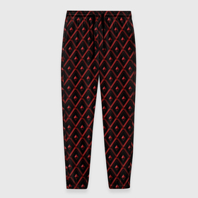 Мужские брюки 3D с принтом Ромбики красные в Белгороде, 100% полиэстер | манжеты по низу, эластичный пояс регулируется шнурком, по бокам два кармана без застежек, внутренняя часть кармана из мелкой сетки | 