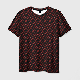 Мужская футболка 3D с принтом Ромбики красные , 100% полиэфир | прямой крой, круглый вырез горловины, длина до линии бедер | 