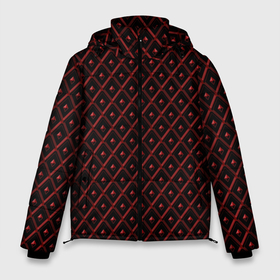 Мужская зимняя куртка 3D с принтом Ромбики красные в Белгороде, верх — 100% полиэстер; подкладка — 100% полиэстер; утеплитель — 100% полиэстер | длина ниже бедра, свободный силуэт Оверсайз. Есть воротник-стойка, отстегивающийся капюшон и ветрозащитная планка. 

Боковые карманы с листочкой на кнопках и внутренний карман на молнии. | 