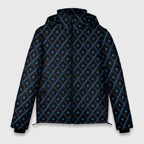 Мужская зимняя куртка 3D с принтом Ромбики синие в Белгороде, верх — 100% полиэстер; подкладка — 100% полиэстер; утеплитель — 100% полиэстер | длина ниже бедра, свободный силуэт Оверсайз. Есть воротник-стойка, отстегивающийся капюшон и ветрозащитная планка. 

Боковые карманы с листочкой на кнопках и внутренний карман на молнии. | 