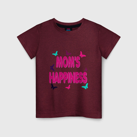Детская футболка хлопок с принтом Мамино счастье в Рязани, 100% хлопок | круглый вырез горловины, полуприлегающий силуэт, длина до линии бедер | Тематика изображения на принте: 