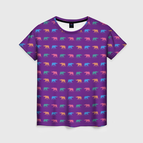 Женская футболка 3D с принтом Разноцветные слоны в Кировске, 100% полиэфир ( синтетическое хлопкоподобное полотно) | прямой крой, круглый вырез горловины, длина до линии бедер | 