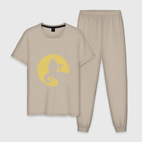 Мужская пижама хлопок с принтом Тоторо в ночи в Тюмени, 100% хлопок | брюки и футболка прямого кроя, без карманов, на брюках мягкая резинка на поясе и по низу штанин
 | Тематика изображения на принте: 