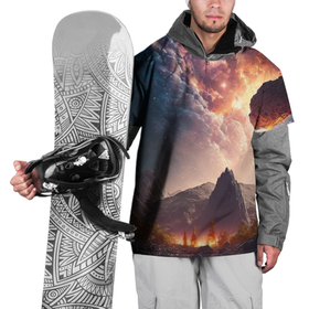 Накидка на куртку 3D с принтом Млечный Путь, как небесное творение над ландшафтом , 100% полиэстер |  | 