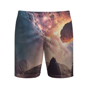 Мужские шорты спортивные с принтом Млечный Путь, как небесное творение над ландшафтом в Курске,  |  | 