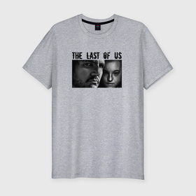 Мужская футболка хлопок Slim с принтом Joel and Ellie   The last of us в Тюмени, 92% хлопок, 8% лайкра | приталенный силуэт, круглый вырез ворота, длина до линии бедра, короткий рукав | 