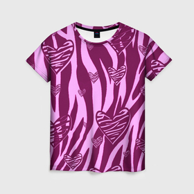Женская футболка 3D с принтом Полосатая любовь в Санкт-Петербурге, 100% полиэфир ( синтетическое хлопкоподобное полотно) | прямой крой, круглый вырез горловины, длина до линии бедер | 