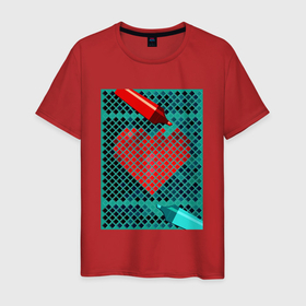 Мужская футболка хлопок с принтом Красное сердце маркером в Кировске, 100% хлопок | прямой крой, круглый вырез горловины, длина до линии бедер, слегка спущенное плечо. | 