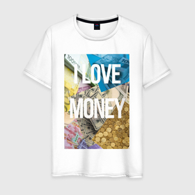 Мужская футболка хлопок с принтом Money Loves me в Белгороде, 100% хлопок | прямой крой, круглый вырез горловины, длина до линии бедер, слегка спущенное плечо. | Тематика изображения на принте: 