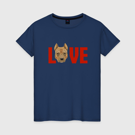 Женская футболка хлопок с принтом Love AST   Pitbull в Санкт-Петербурге, 100% хлопок | прямой крой, круглый вырез горловины, длина до линии бедер, слегка спущенное плечо | 