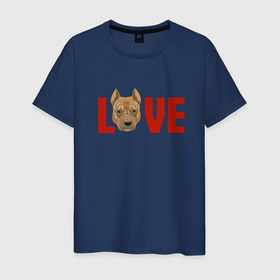 Мужская футболка хлопок с принтом Love AST   Pitbull в Тюмени, 100% хлопок | прямой крой, круглый вырез горловины, длина до линии бедер, слегка спущенное плечо. | 
