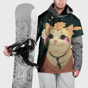 Накидка на куртку 3D с принтом Смущённый мемный котик в Петрозаводске, 100% полиэстер |  | 