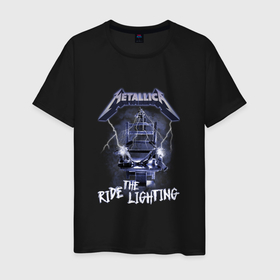 Мужская футболка хлопок с принтом Metallica ride the lighting в Санкт-Петербурге, 100% хлопок | прямой крой, круглый вырез горловины, длина до линии бедер, слегка спущенное плечо. | 