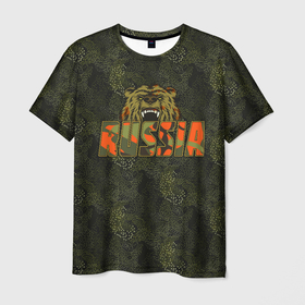Мужская футболка 3D с принтом Russia камуфляж в Екатеринбурге, 100% полиэфир | прямой крой, круглый вырез горловины, длина до линии бедер | Тематика изображения на принте: 