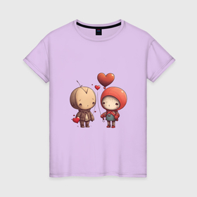 Женская футболка хлопок с принтом Любовь в день Святого Валентина в Курске, 100% хлопок | прямой крой, круглый вырез горловины, длина до линии бедер, слегка спущенное плечо | 