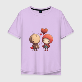 Мужская футболка хлопок Oversize с принтом Любовь в день Святого Валентина в Санкт-Петербурге, 100% хлопок | свободный крой, круглый ворот, “спинка” длиннее передней части | 