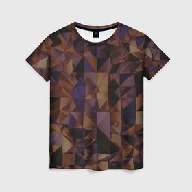 Женская футболка 3D с принтом Стеклянная тёмная геометрическая текстура в Рязани, 100% полиэфир ( синтетическое хлопкоподобное полотно) | прямой крой, круглый вырез горловины, длина до линии бедер | 